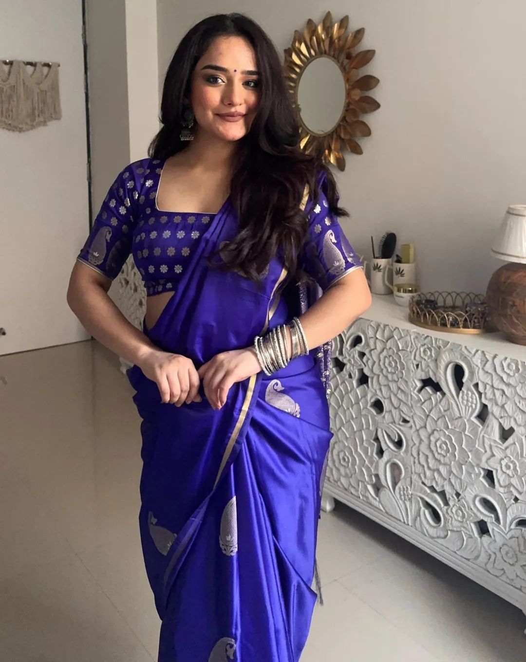 Blue  Kanjivaram  Silk by Icultuer with Blouse for women