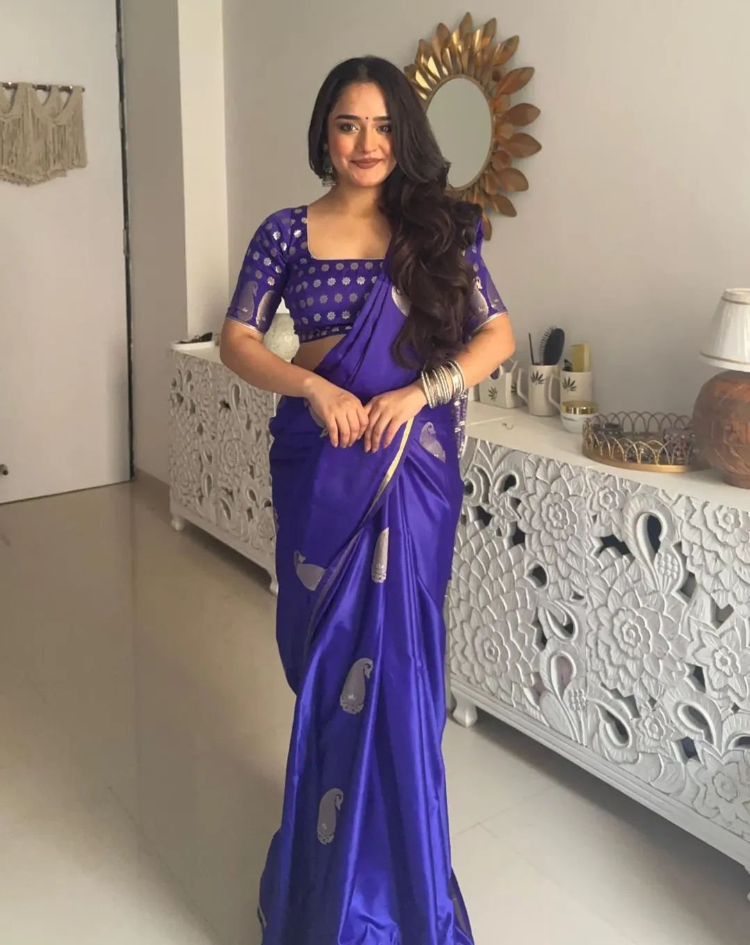 Blue  Kanjivaram  Silk by Icultuer with Blouse for women