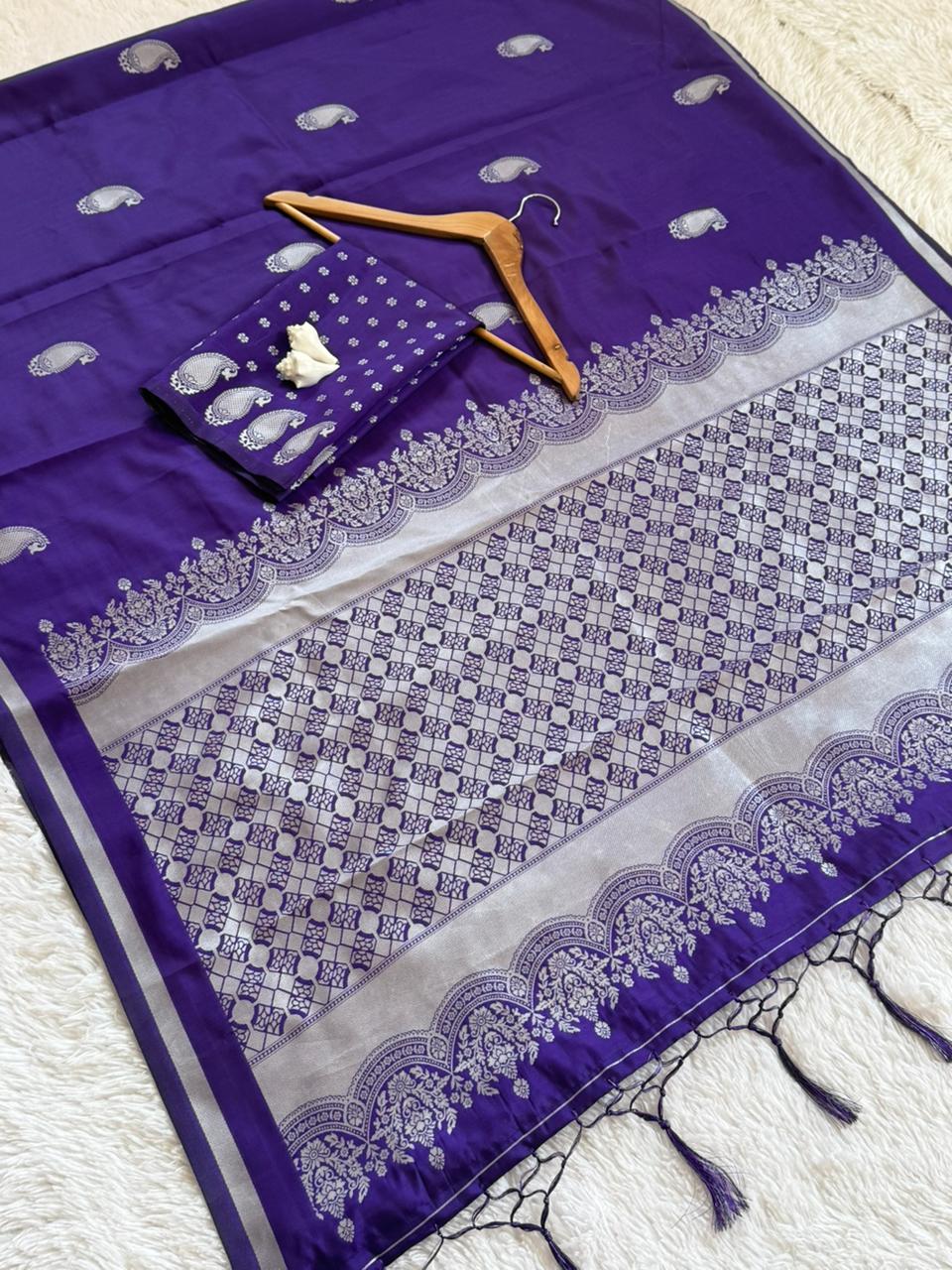 Blue  Kanjivaram  Silk by Icultuer with Blouse for women