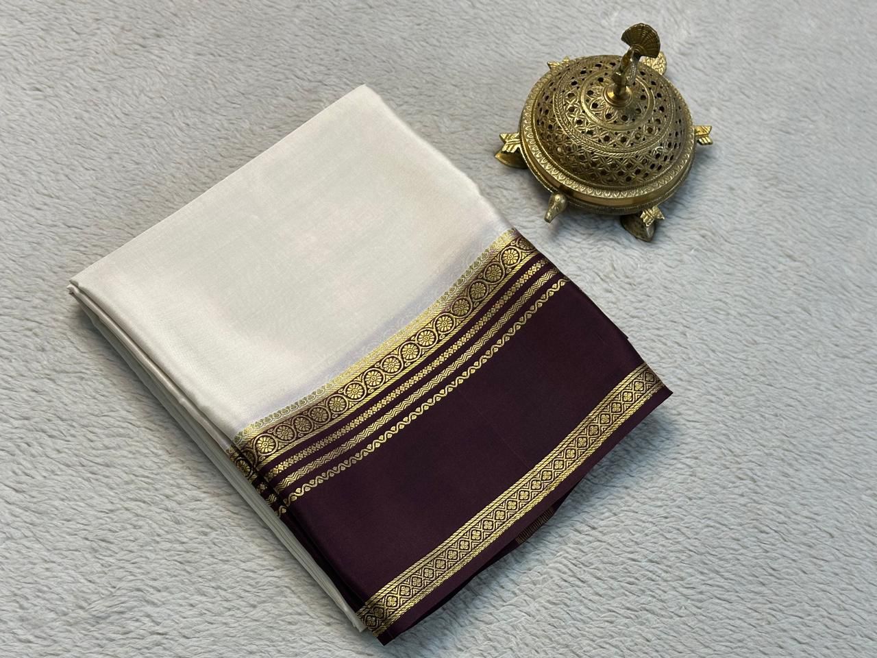 Versatile Solid Silk Blend Saree with Traditional Gold Border for All Occasions
