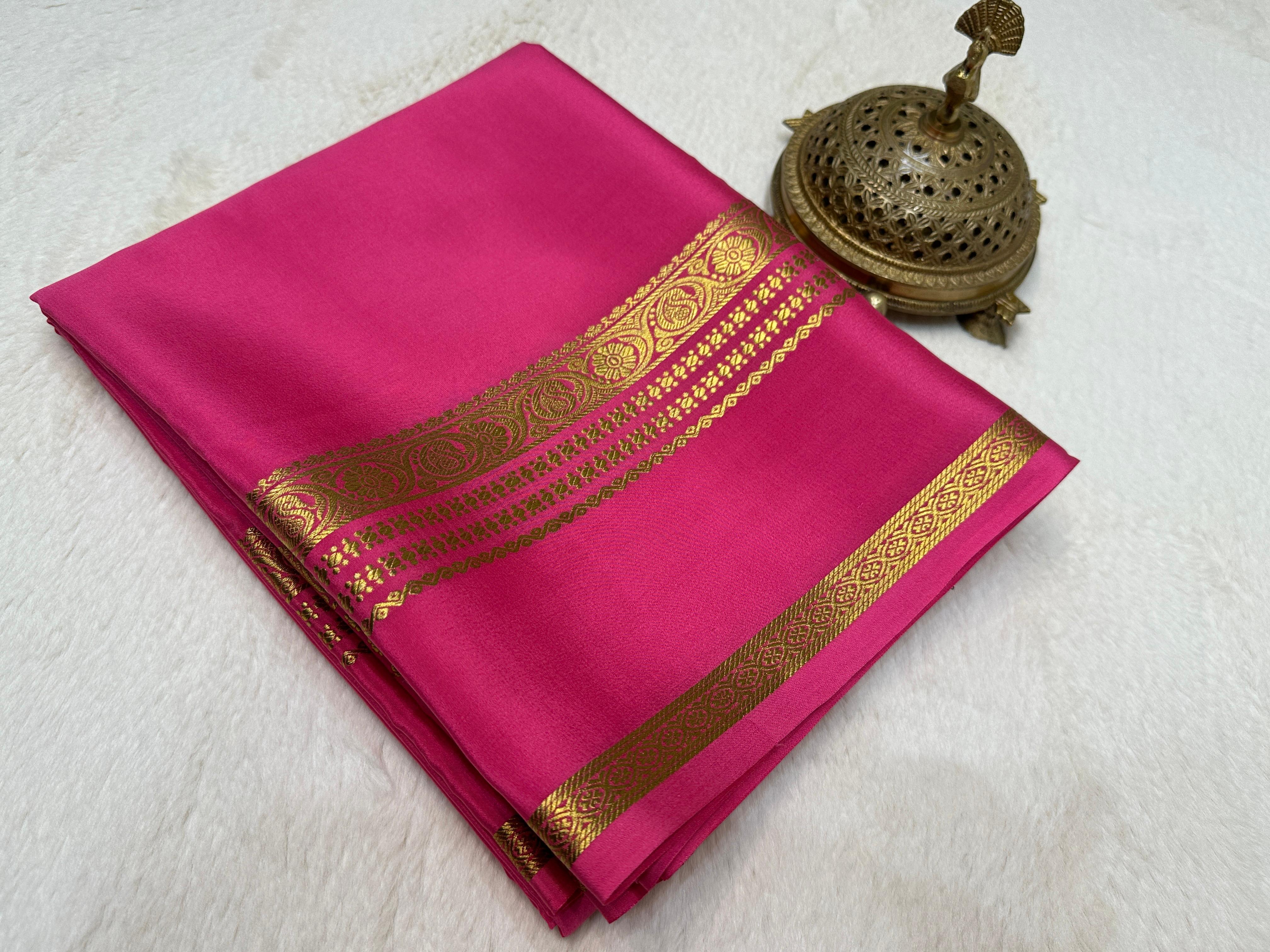 Rani Pink Semi Mysore Silk by Icultuer