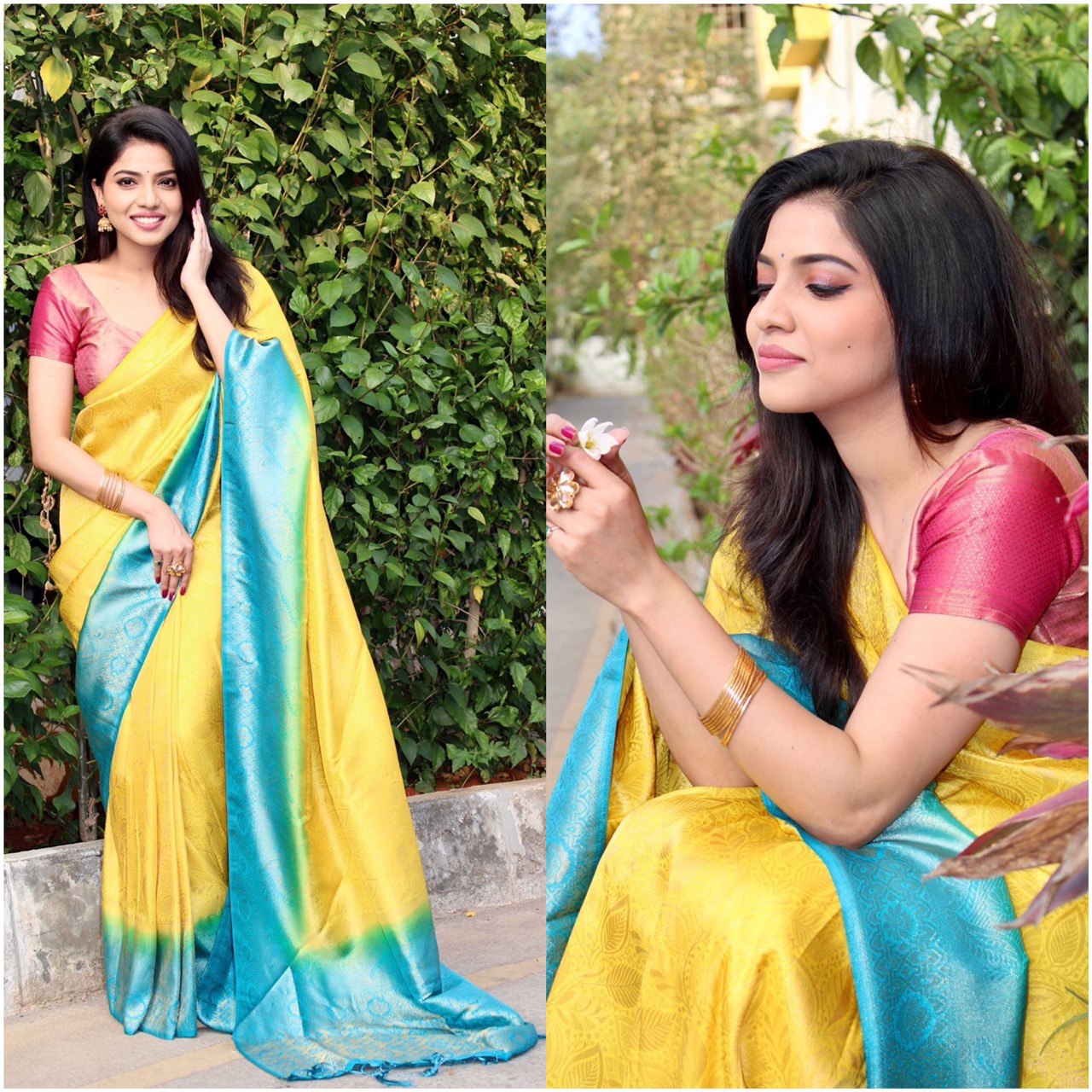 Wedding Wear Yellow Banarasi Soft Silk by Icultuer