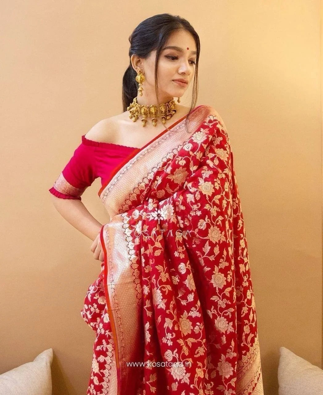 Royal Blue Banarasi Silk Saree with Jacquard Golden Work