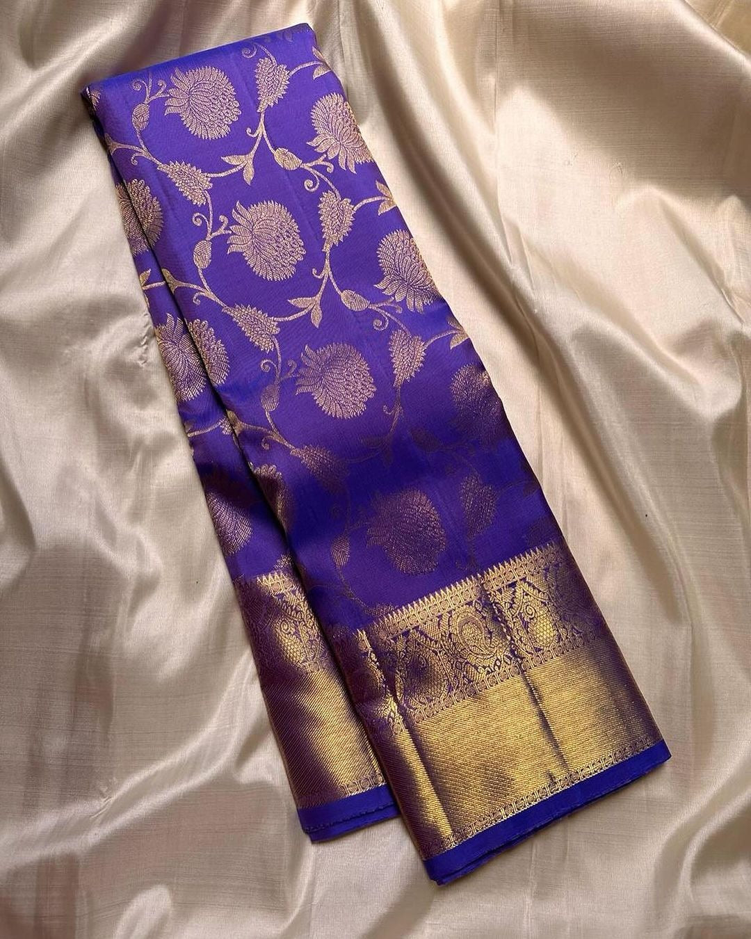 Blue Banarasi Silk Saree with Zari Weaving Border