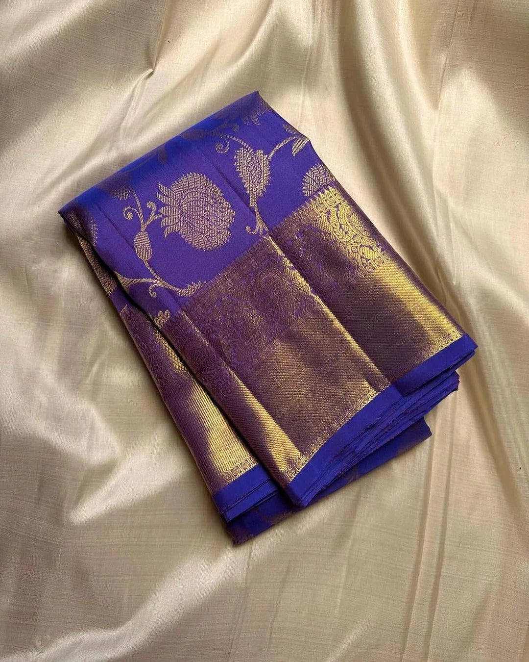 Blue Banarasi Silk Saree with Zari Weaving Border