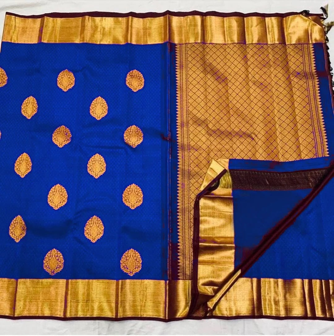 RoyalBlue Soft Banarasi Silk Saree with Jacquard Weaving