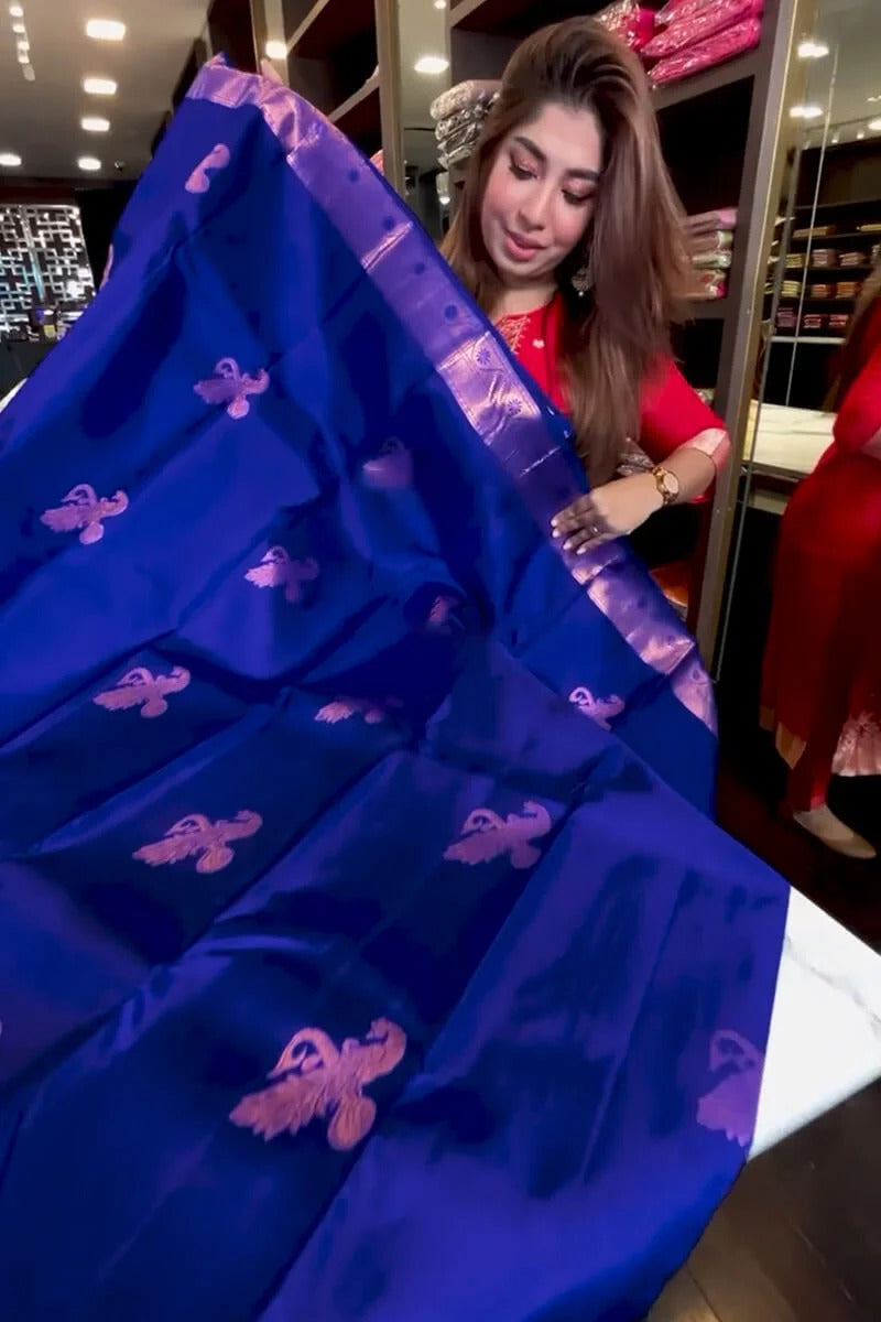 Royal Blue Soft Silk Saree with Jacquard Woven Motifs