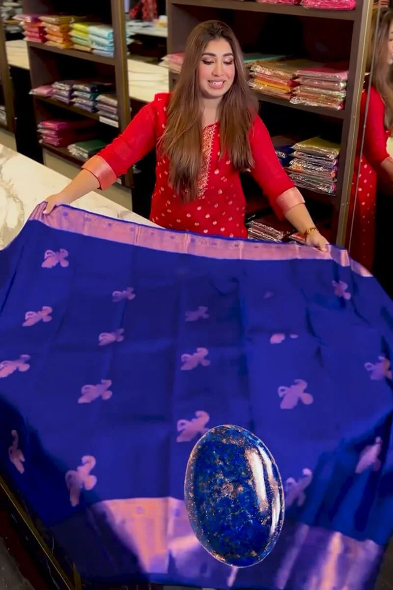 Royal Blue Soft Silk Saree with Jacquard Woven Motifs