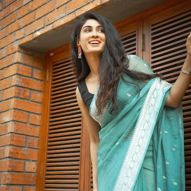 Firozi Soft Silk Saree with Subtle Jacquard and Matching Blouse