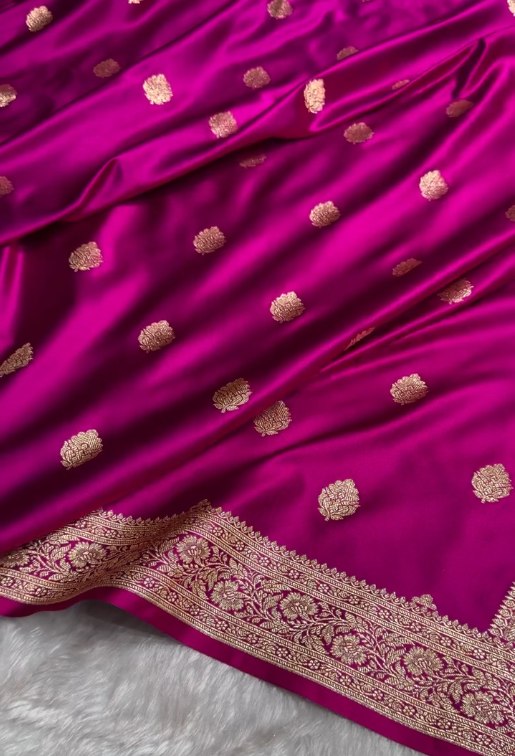 icultural Banarasi Silk Saree with Gold Zari Butta and Rich Woven Border