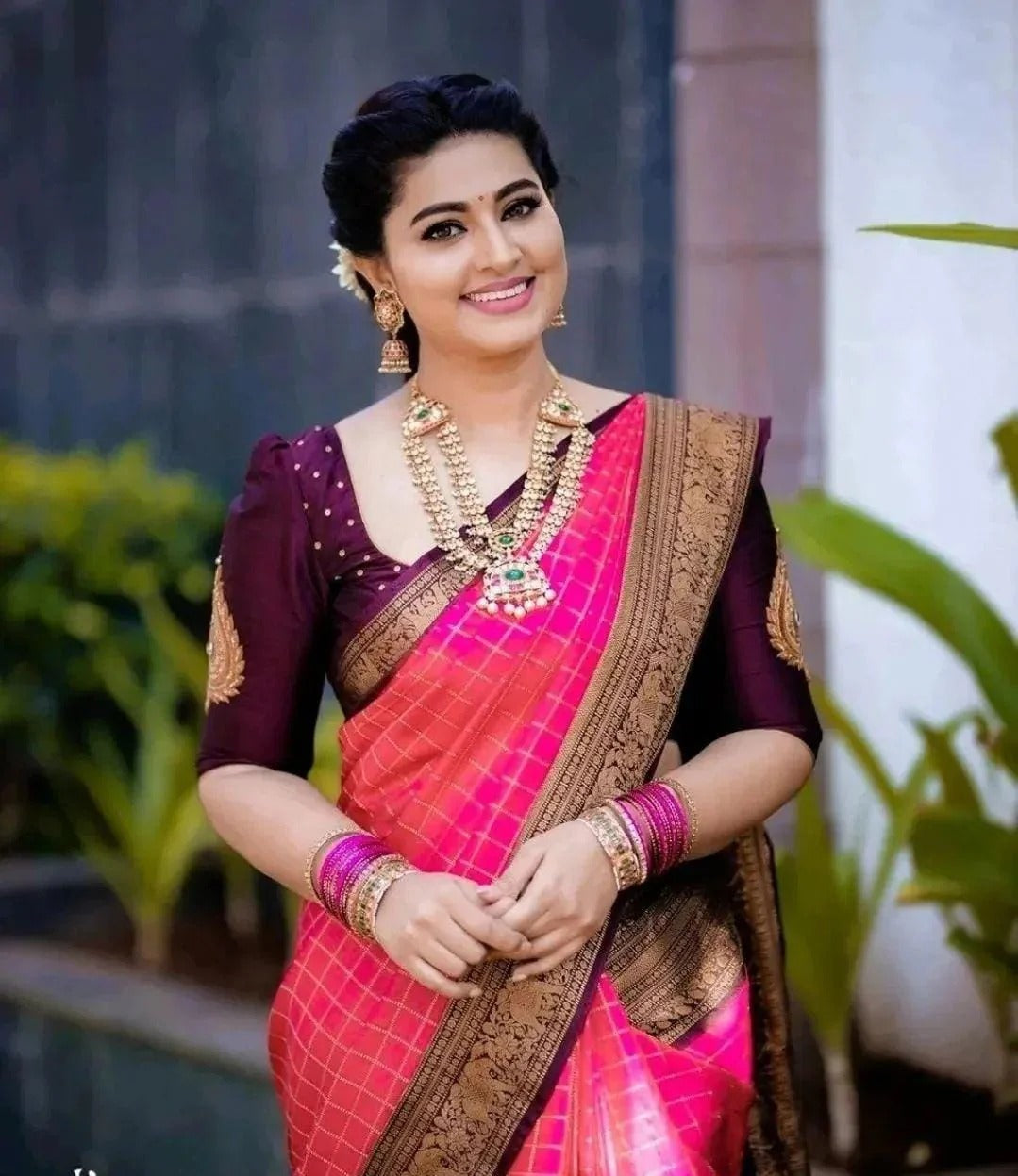Pink Soft Silk Saree with Jacquard Weaving Border