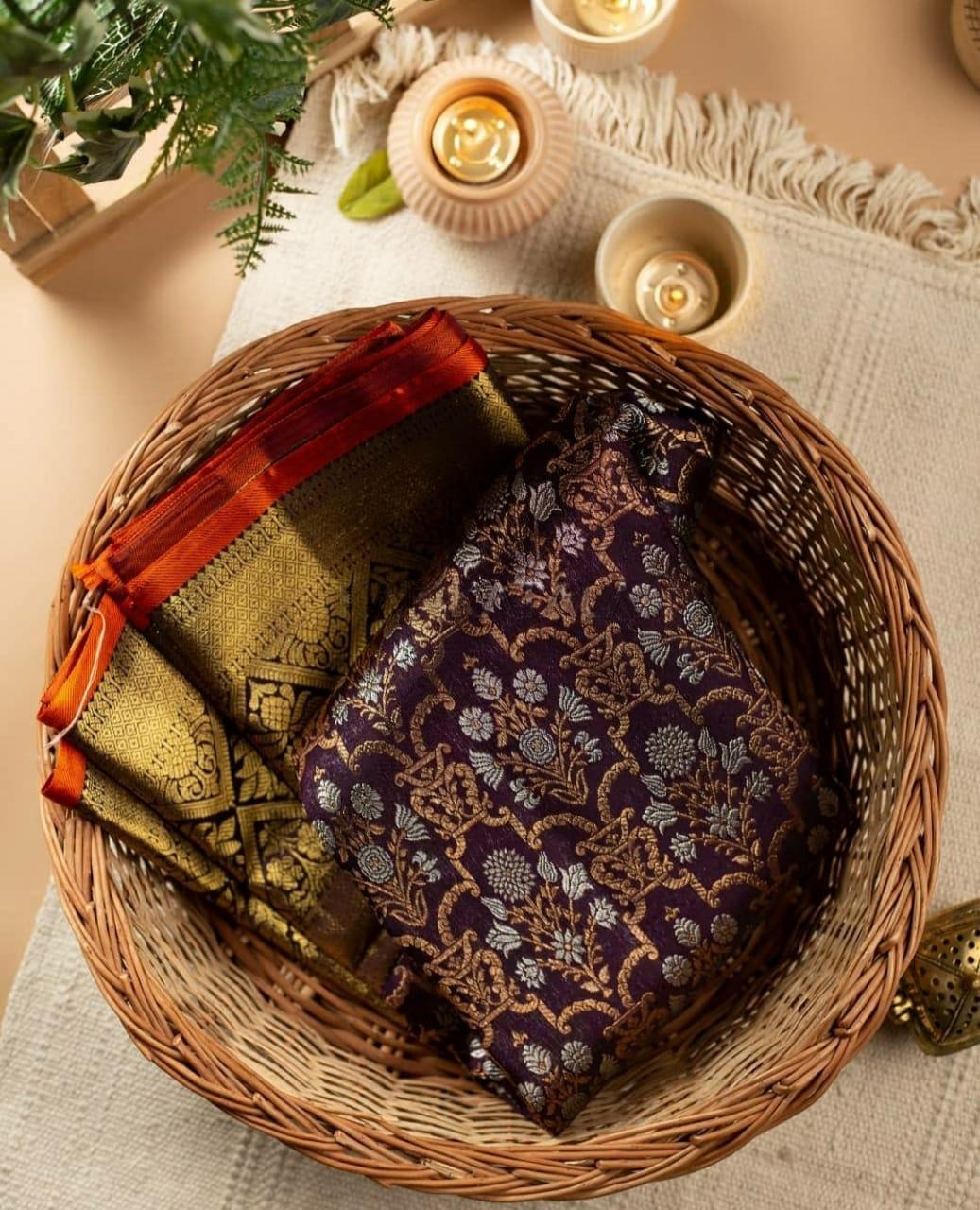 Wine Banarasi Silk Saree with Intricate Jacquard Floral Weave