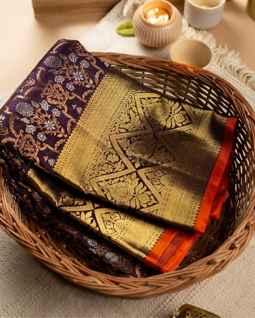 Wine Banarasi Silk Saree with Intricate Jacquard Floral Weave