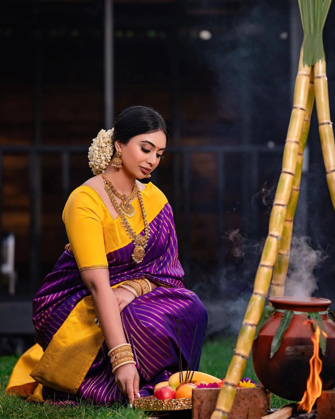 icultural - Yellow Soft Banarasi Silk Saree with Jacquard Work