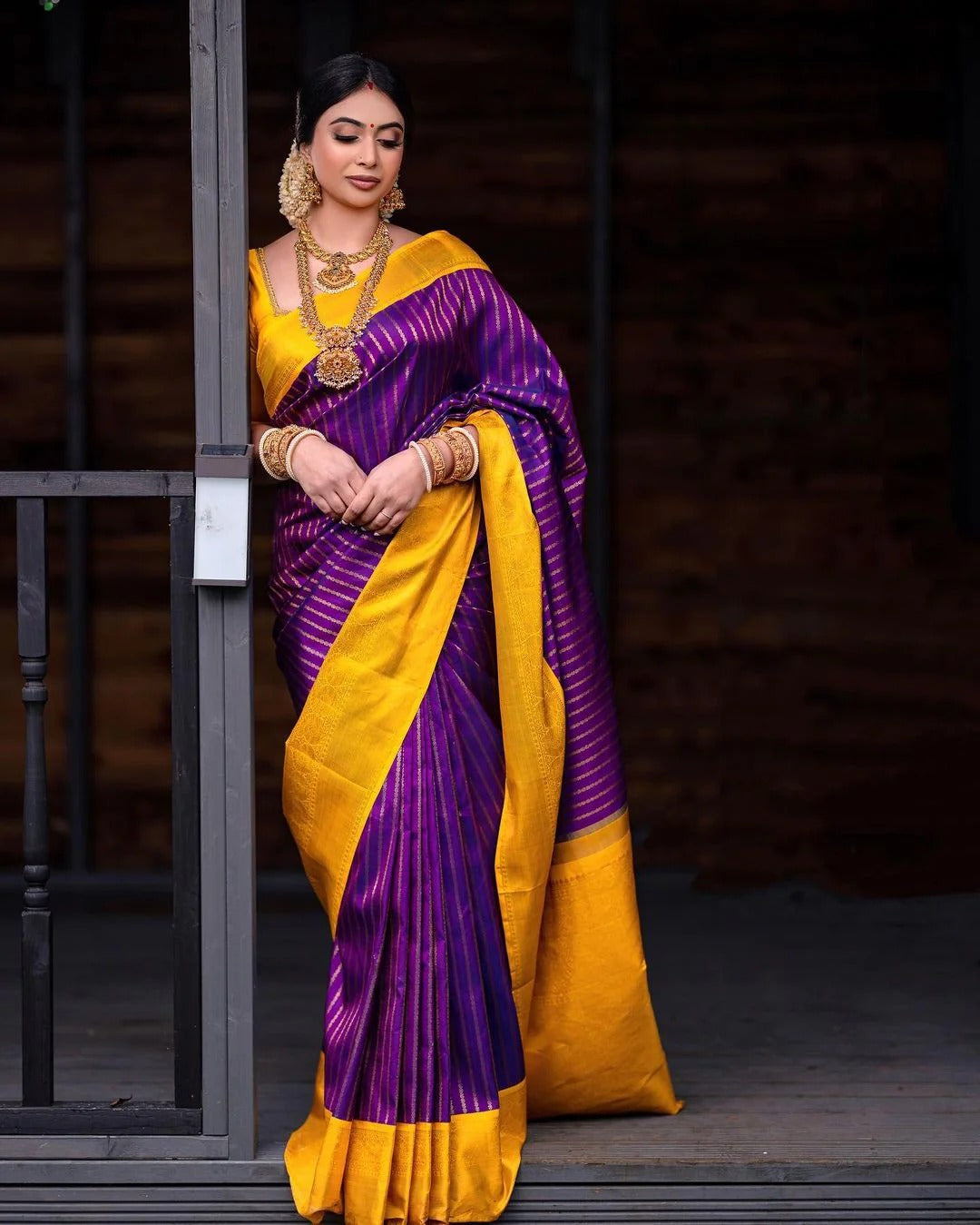 icultural - Yellow Soft Banarasi Silk Saree with Jacquard Work