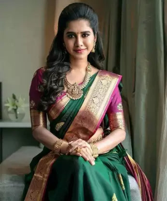 Jacquard Pattern Kanjivaram Soft Silk by Icultuer for Wedding