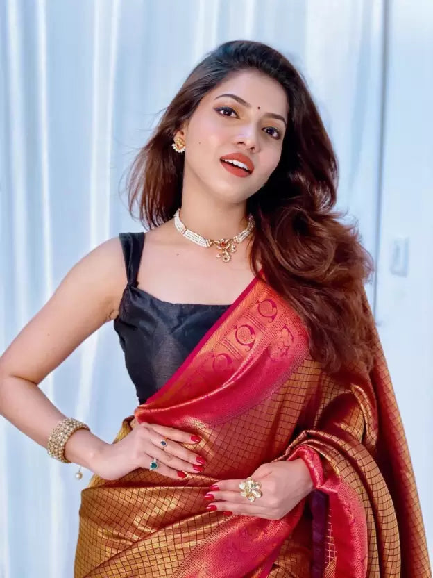 Party Wear Zari Weaving Banarasi Soft Silk by Icultuer