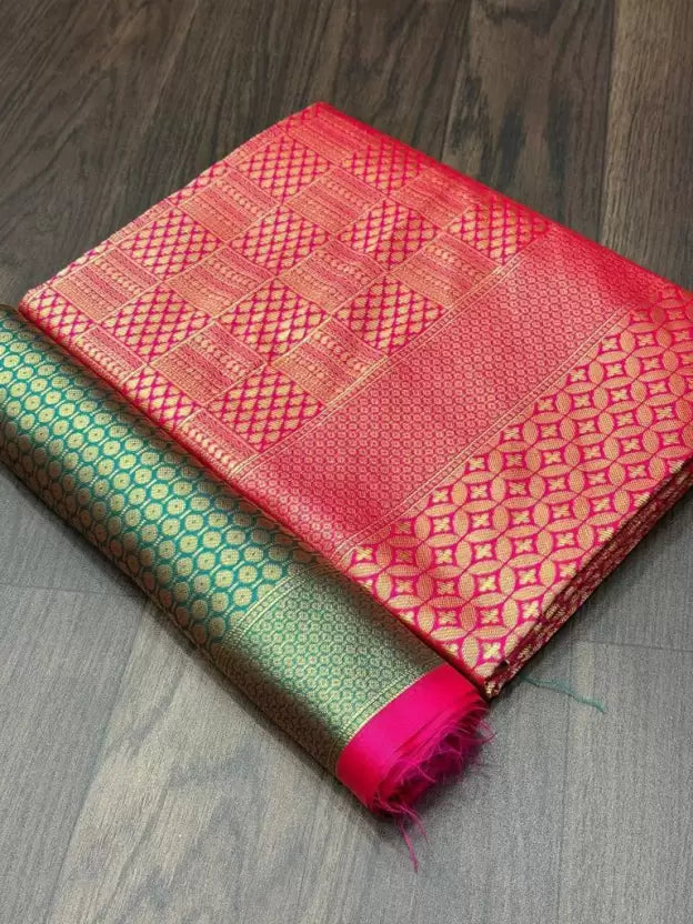 Rich Zari Weaving Kanjivaram Soft Silk Jacquard by Icultuer