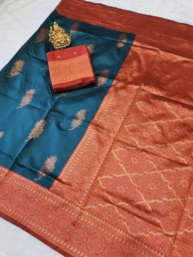 Banarasi Jacquard Litchi Silk Zari Woven by Icultuer