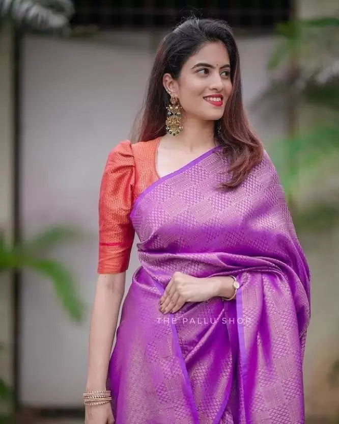 Purple Zari Woven Kanjivaram Pure Art Silk by Icultuer
