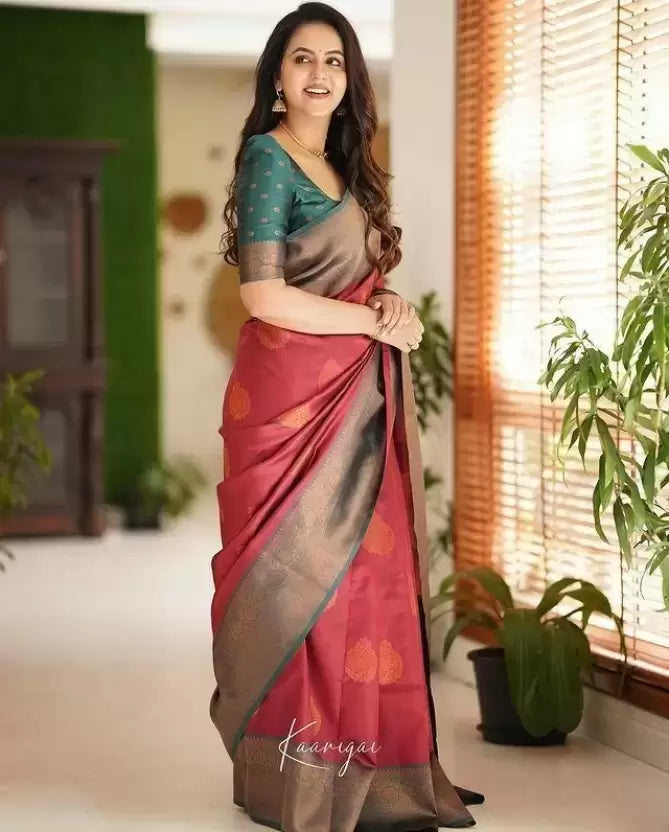 Maroon Soft Silk Kanjivaram Jacquard by Icultuer