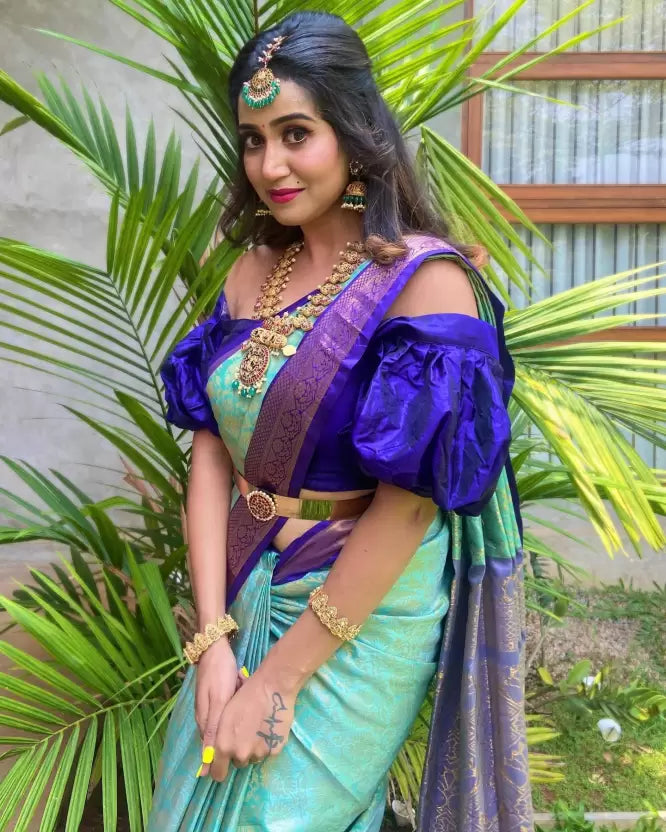 Beautiful Woven Design Banarasi Soft Silk Jacquard by Icultuer