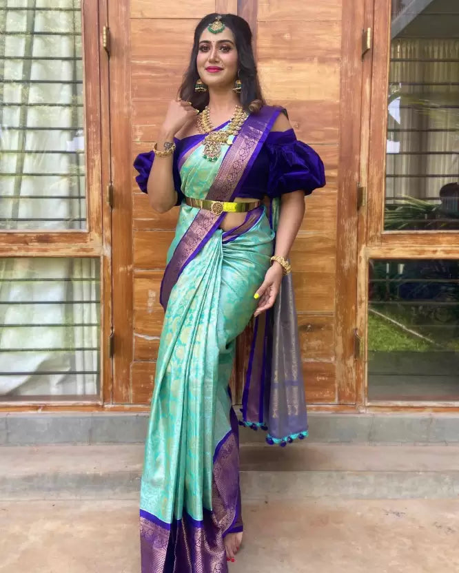 Beautiful Woven Design Banarasi Soft Silk Jacquard by Icultuer