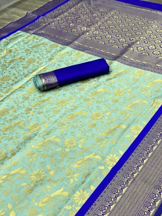 Beautiful Woven Design Banarasi Soft Silk Jacquard by Icultuer