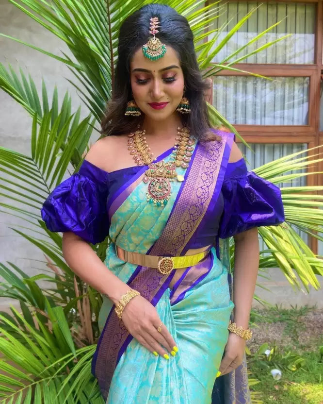 Beautiful Woven Design Banarasi Soft Silk Jacquard by Icultuer