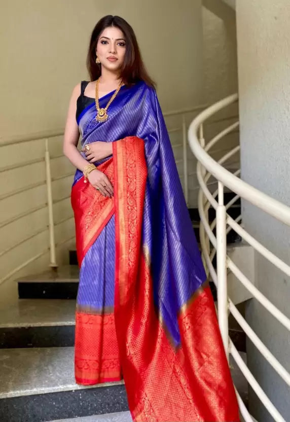 Beautiful Purple Woven Design Jacquard Pure Silk by Icultuer