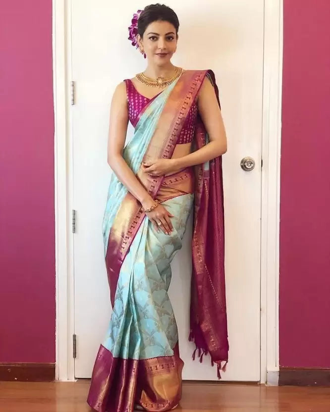 Mustard Zari Weaving Banarasi Silk Blend by Icultuer