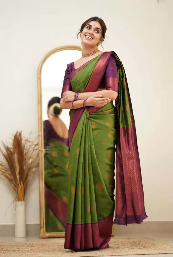 Light Green Floral Design Kanjivaram Jacquard by Icultuer