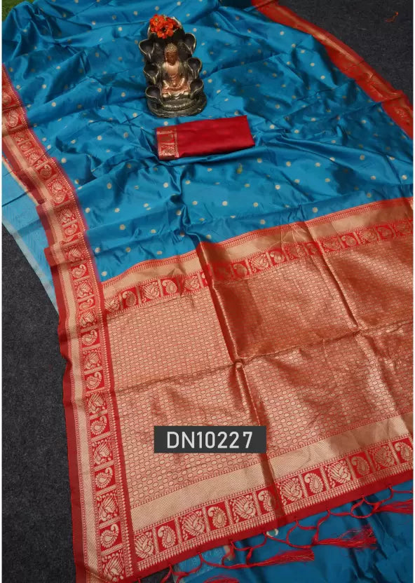 Golden Zari Weaving Banarasi Soft Silk Jacquard by Icultuer