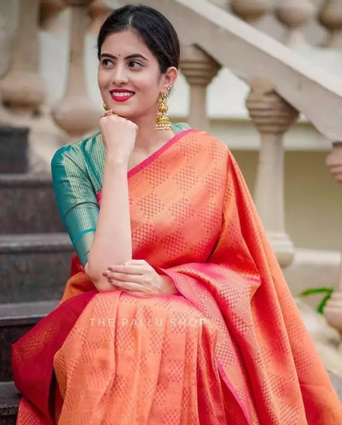Rich Zari Weaving Kanjivaram Soft Silk Jacquard by Icultuer