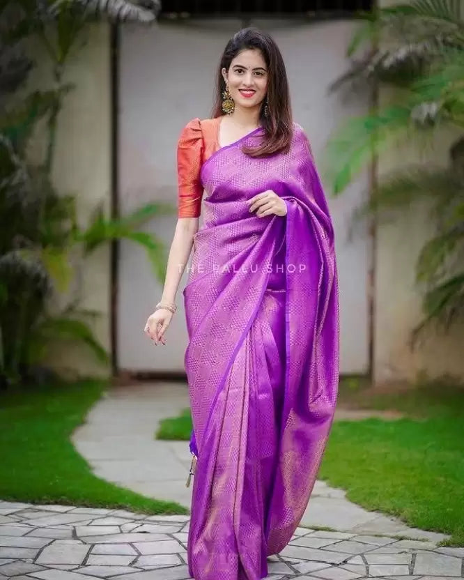 Purple Zari Woven Kanjivaram Pure Art Silk by Icultuer