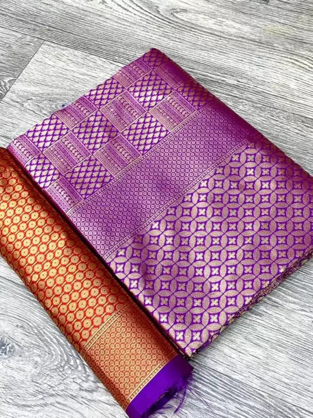 Purple Zari Woven Kanjivaram Pure Art Silk by Icultuer