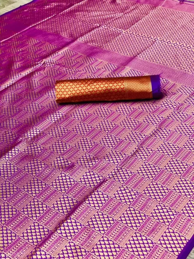 Purple Zari Woven Kanjivaram Pure Art Silk by Icultuer