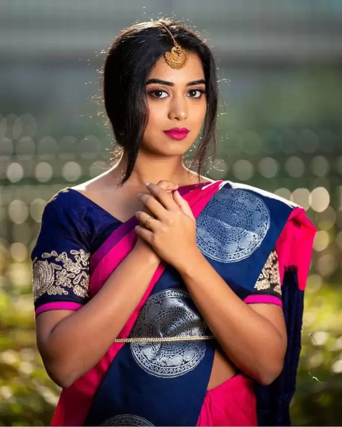 Beautiful Pink Woven Embellished Kanjivaram Silk by Icultuer