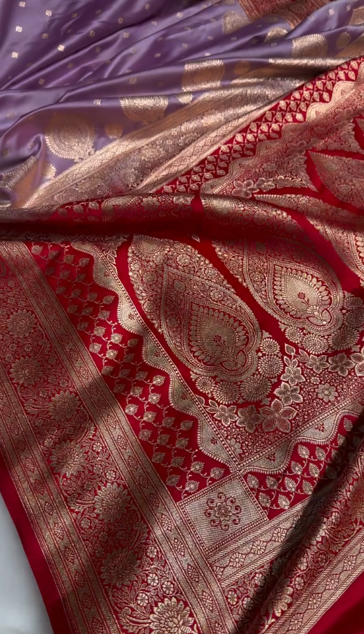 Royal icultural Satin Silk Saree with Exquisite Golden Zari Weaving