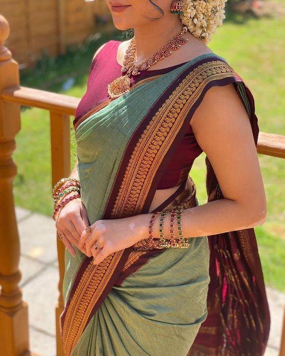 Fancy Kanjivaram Cotton Silk by Icultuer for Women