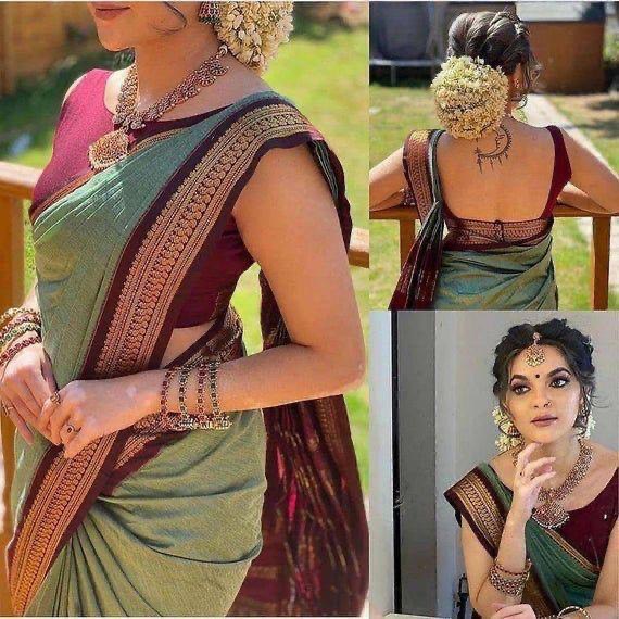 Fancy Kanjivaram Cotton Silk by Icultuer for Women