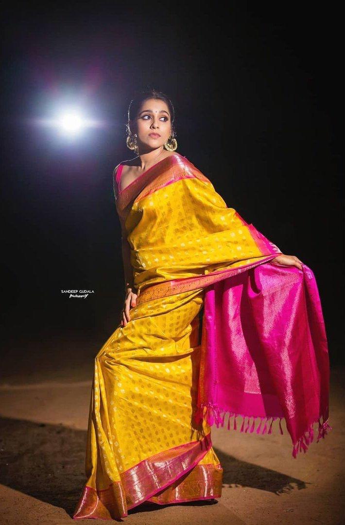 Yellow Chesta Soft Silk by Icultuer with Woven Design