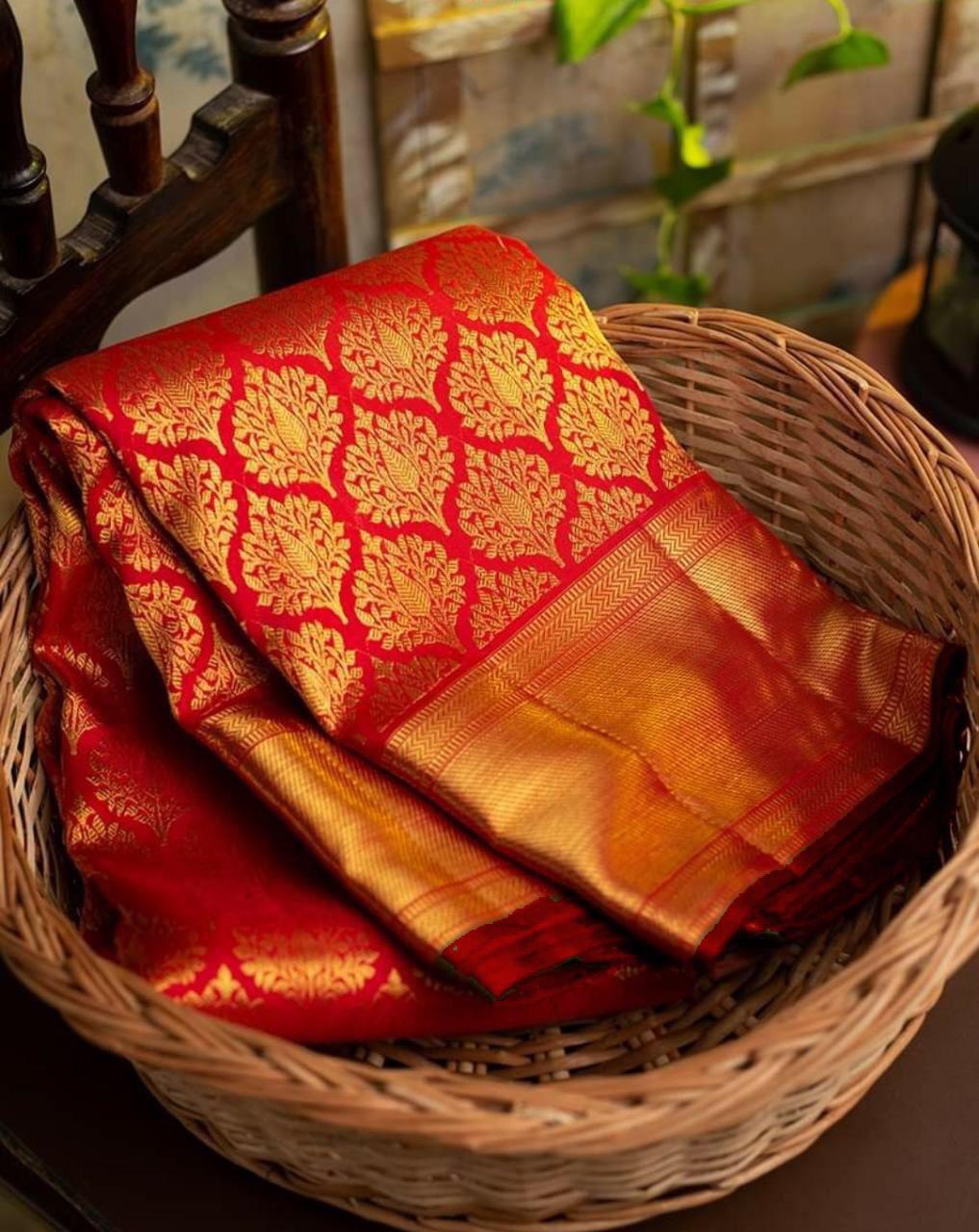 Golden Zari Border Kanjivaram Soft Silk Banarasi by Icultuer