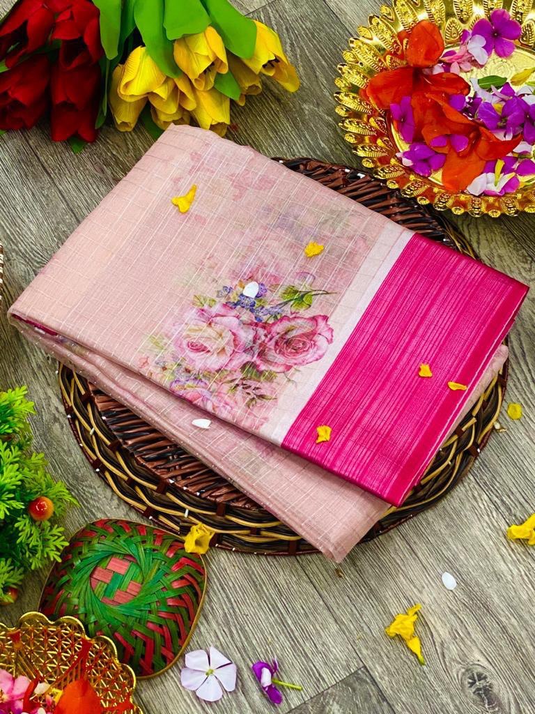 Multicolor Organza Chex Design by Icultuer with Zigzag Border