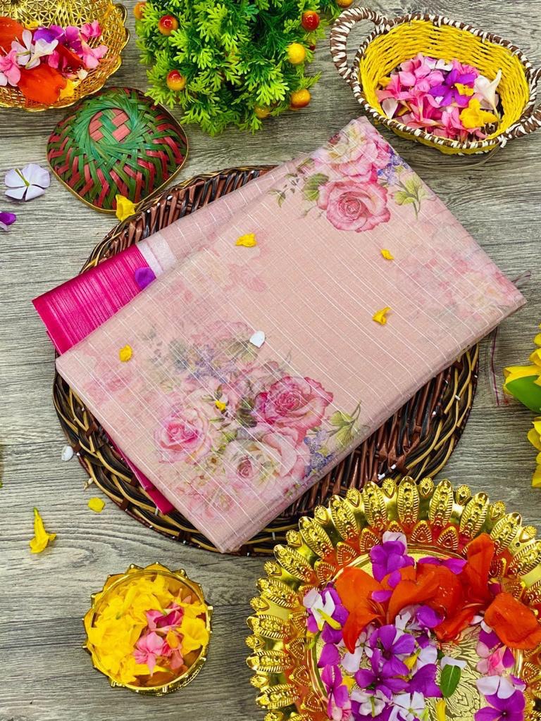Multicolor Organza Chex Design by Icultuer with Zigzag Border