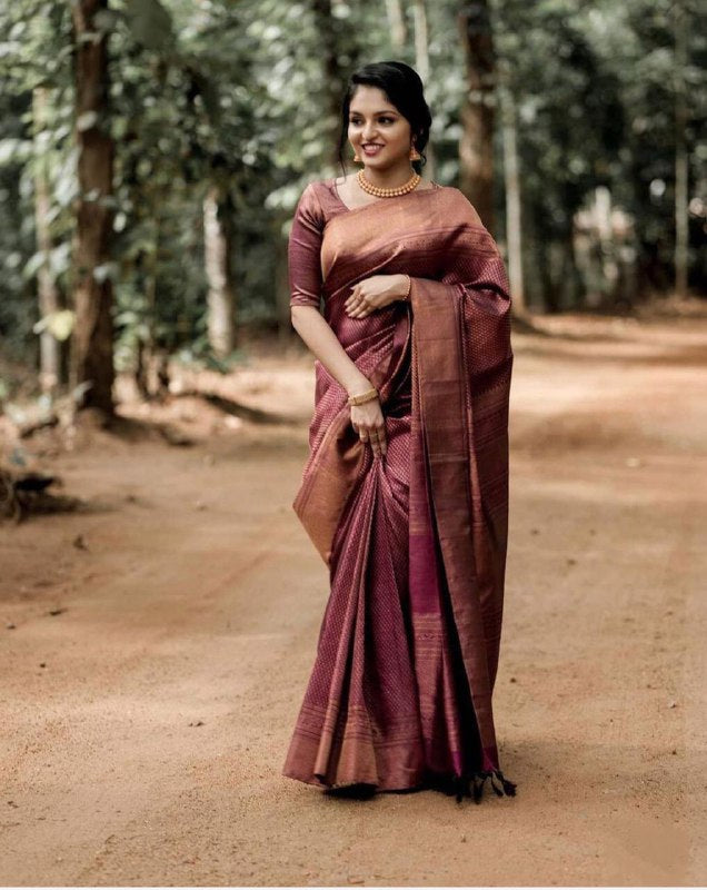 Festival Wear Kanjivaram Soft Silk by Icultuer with Thread Tassels