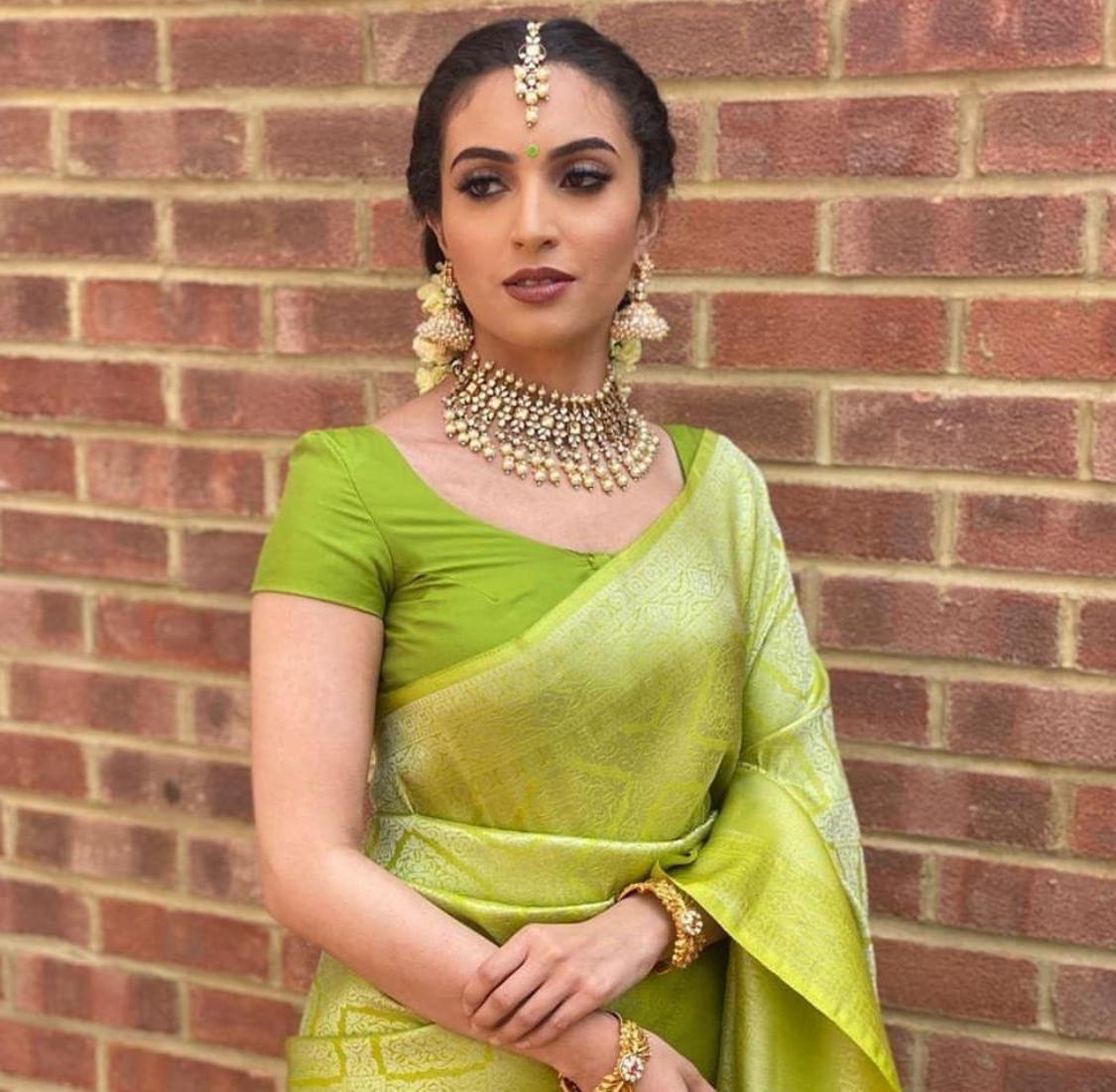 Green Zari Weaving Kanchipuram Jacquard by Icultuer