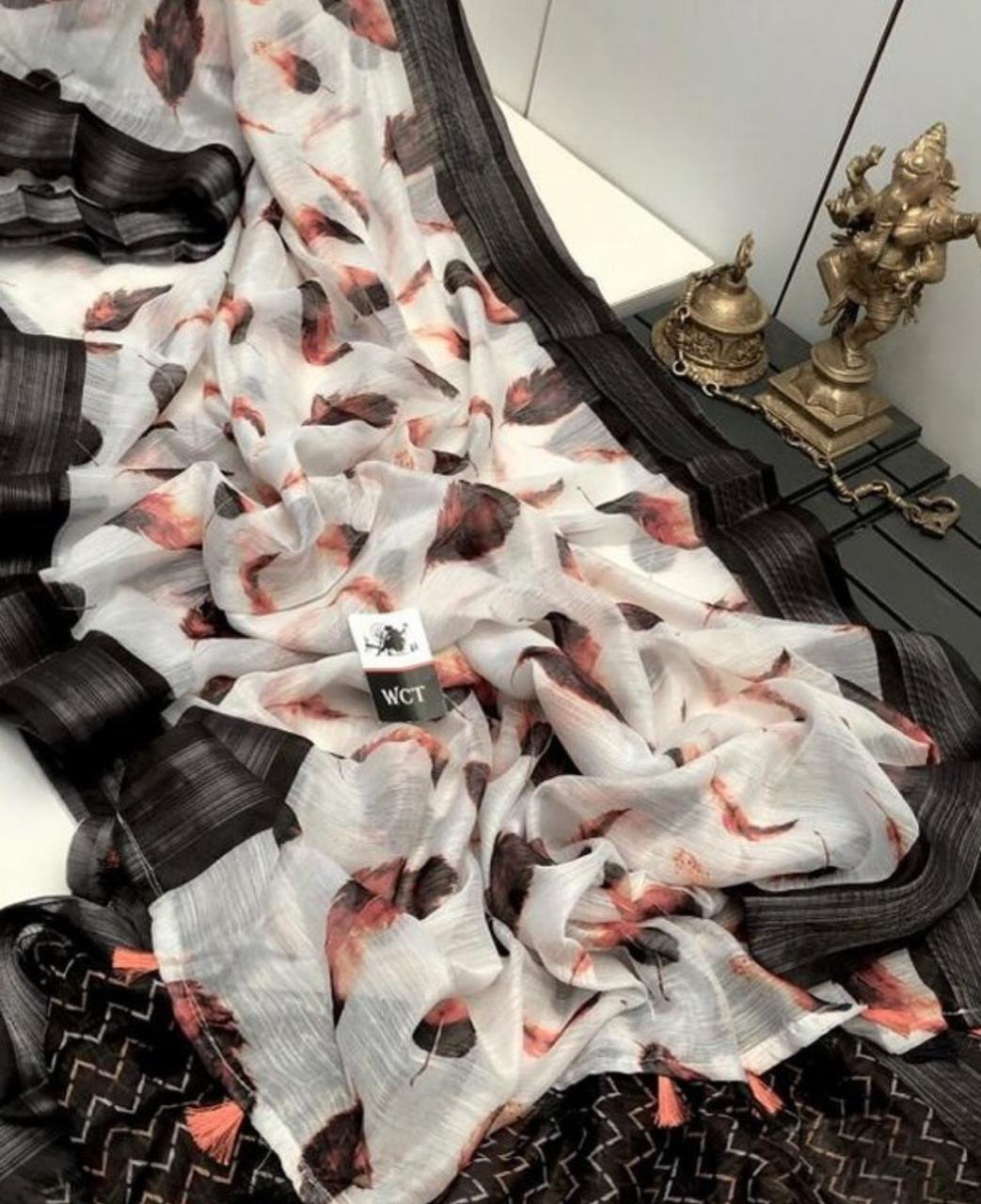 Multicolor Linen Digital Printed Silk Blend by Icultuer