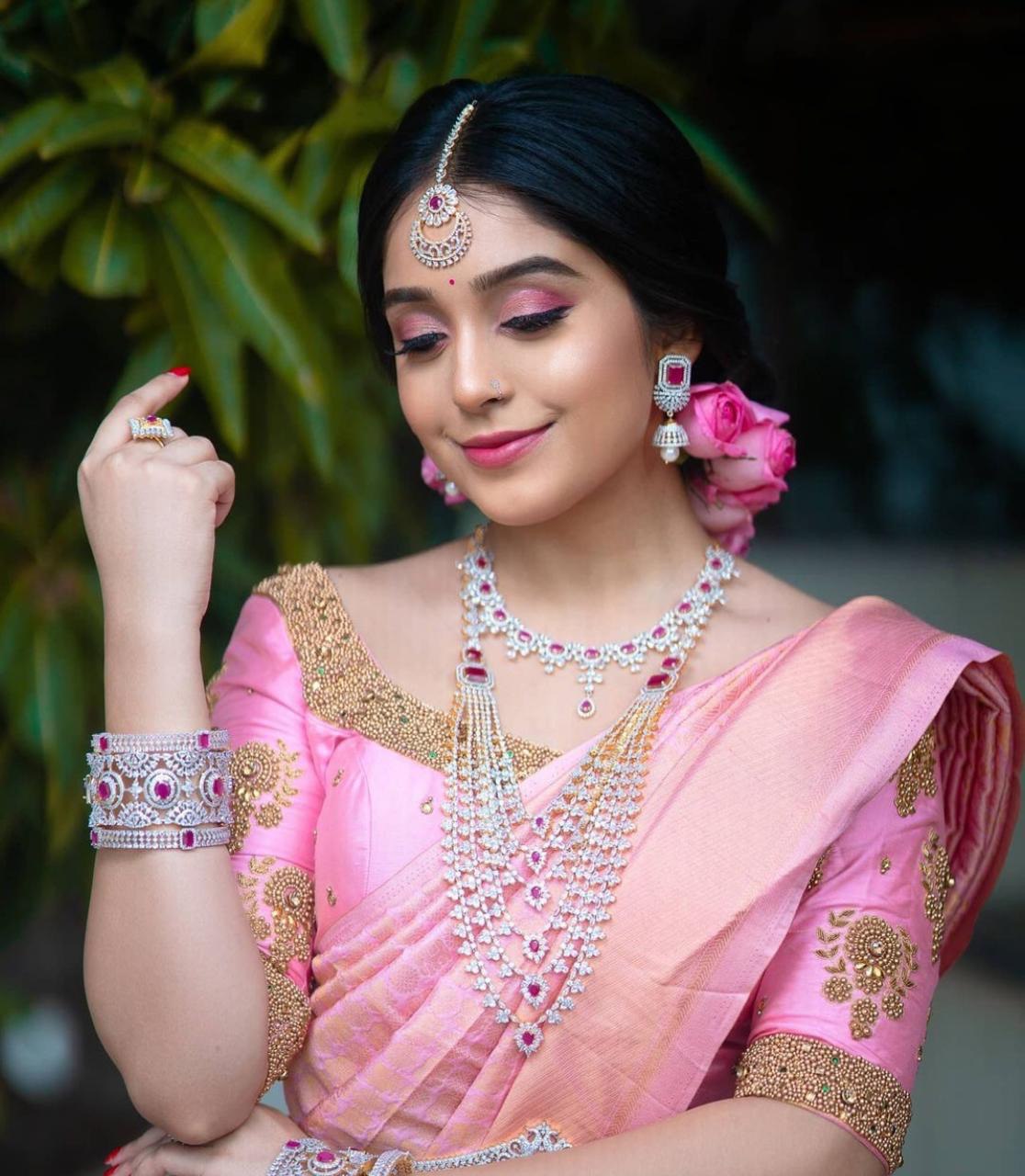 Pink Soft Silk Banarasi by Icultuer for wedding