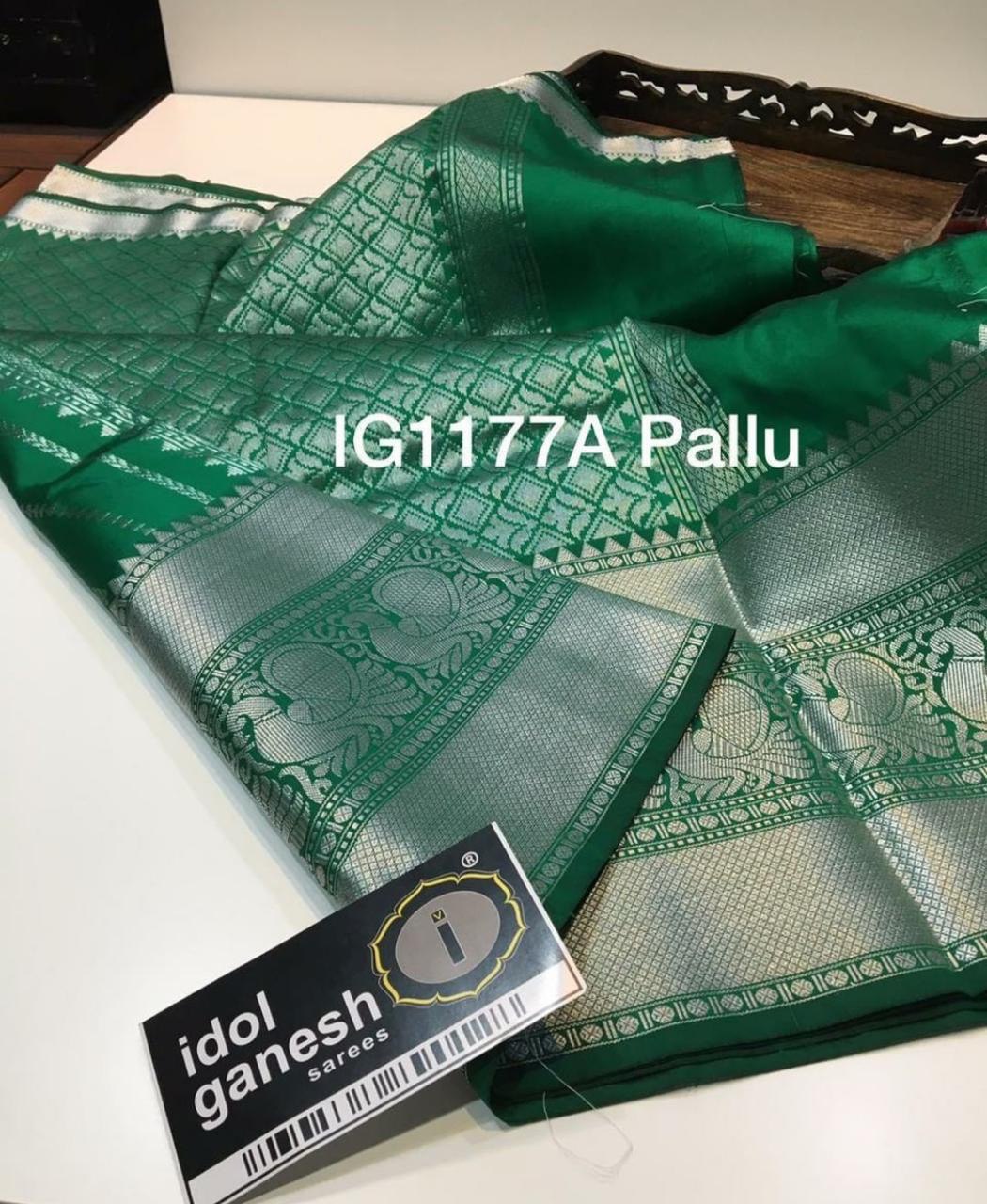 Silver Zari Woven Design Banarasi Jacquard Silk by Icultuer